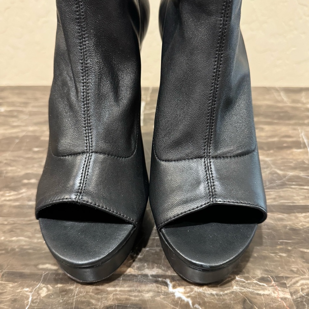 NEW VC John Camuto Leather Peep Toe Sock Boots - Picture 7 of 14